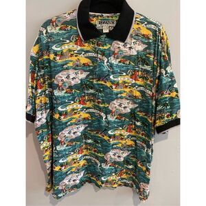 Vintage Hawaiian Polo Shirt-Vintage Fizzaro Collection-S/S Ringer Mens EUC 2XL